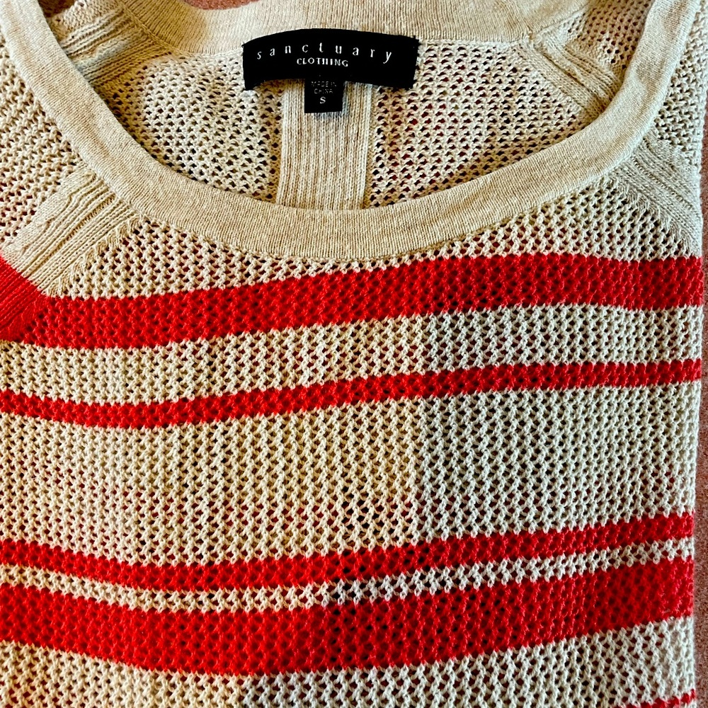 Sanctuary coral and cream sweater size small